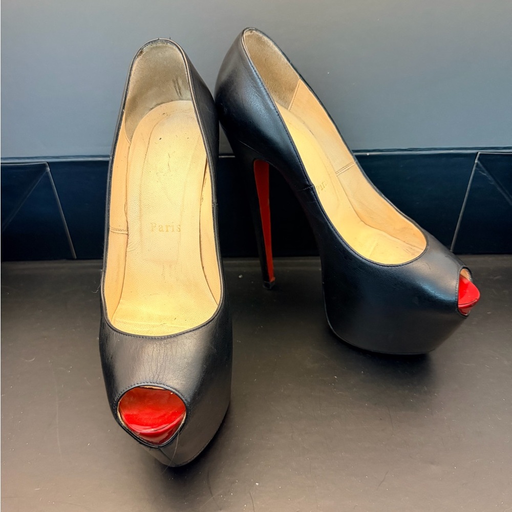 Christian Louboutin Women's Fetish Peep-Toe Platform Pumps